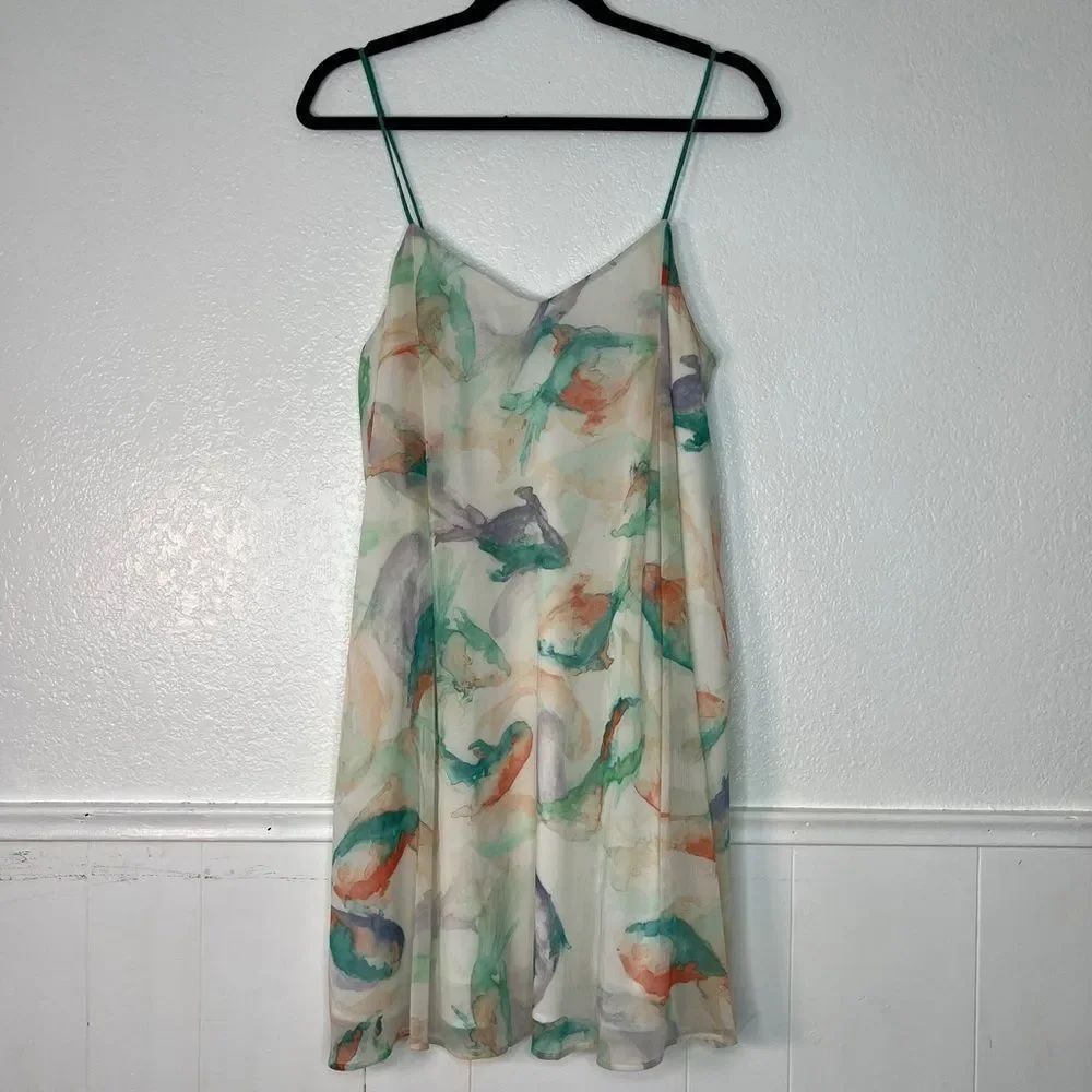 Zara pastel watercolor koi art to wear dress tea party dress L